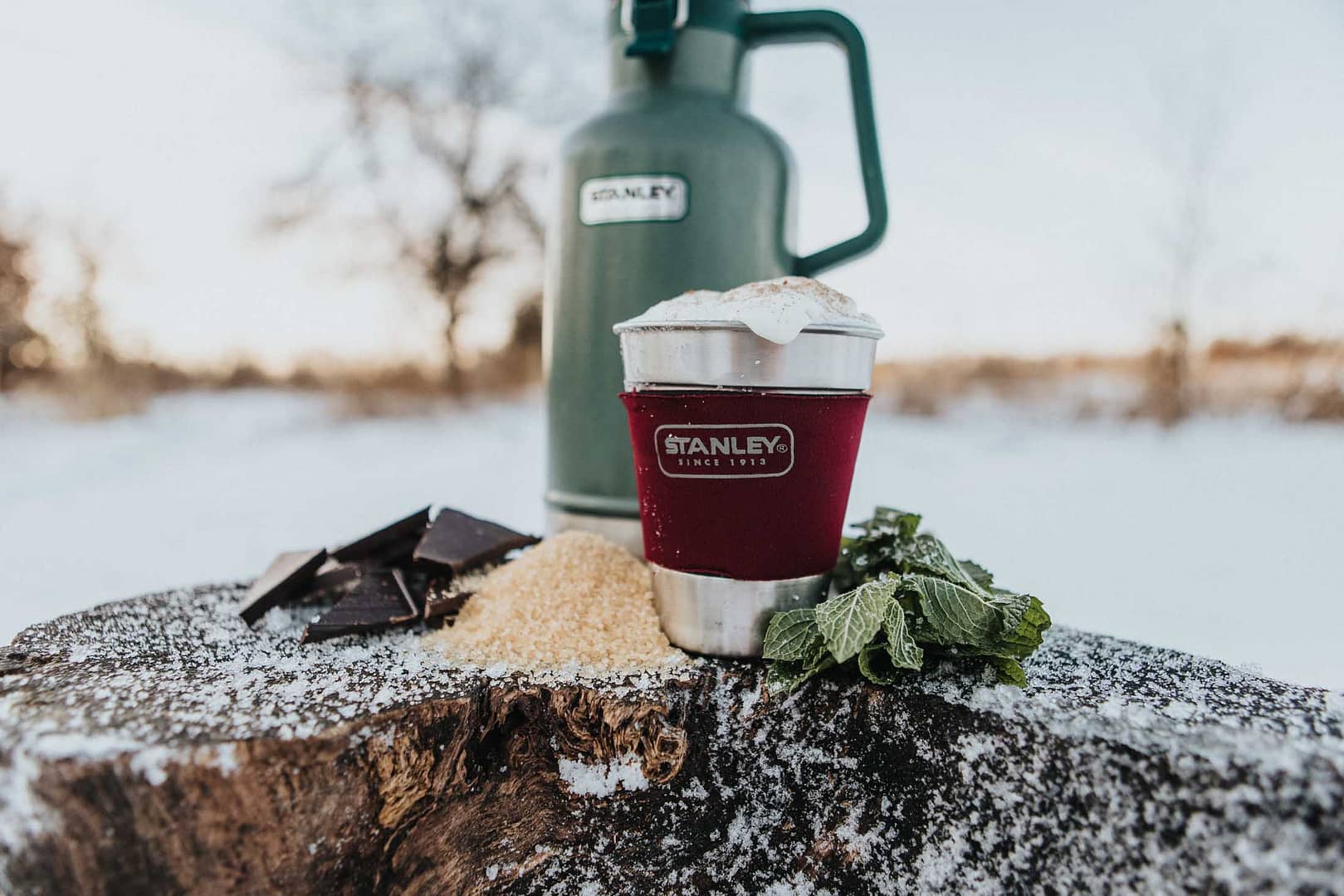 Cozy up with a hot cup of chocolate in a stylish Stanley thermos